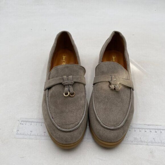 Milooey shoes Women's Round Toe Flat Loafers Comfort Slip On Moccasins Grey Shoe - Picture 3 of 8